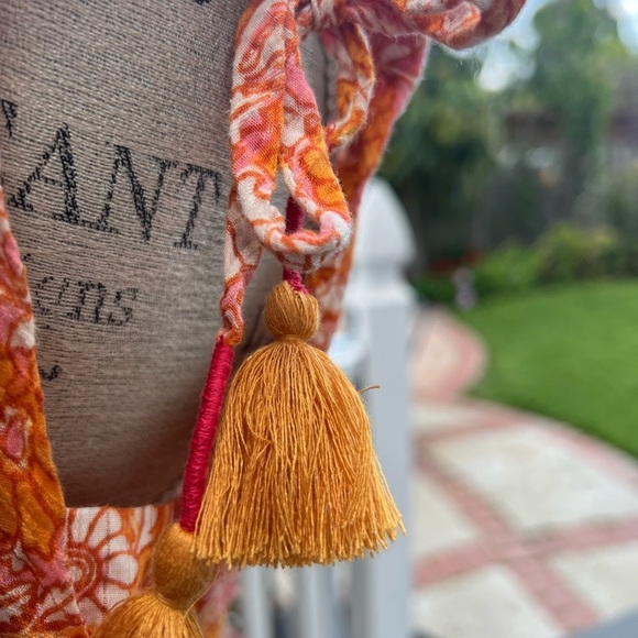Anthropologie Ruffled Orange Red Sleeveless Blouse - Picture 4 of 8